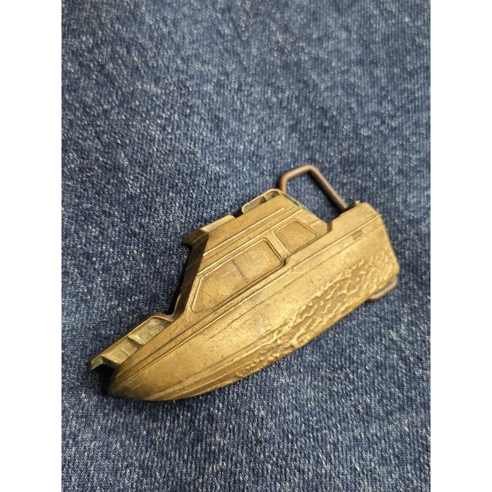 Vintage 1978 Baron Cabin Cruiser Brass Belt Buckle - Rare Nautical